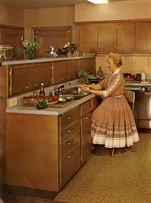 vintage wood-mode kitchen cabinets