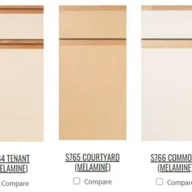 melamine kitchen cabinet doors with wood trim in three styles