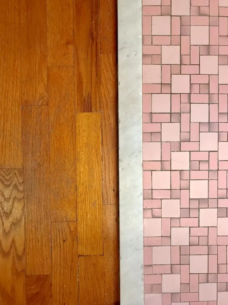 beautiful pink mosaic tile flooring