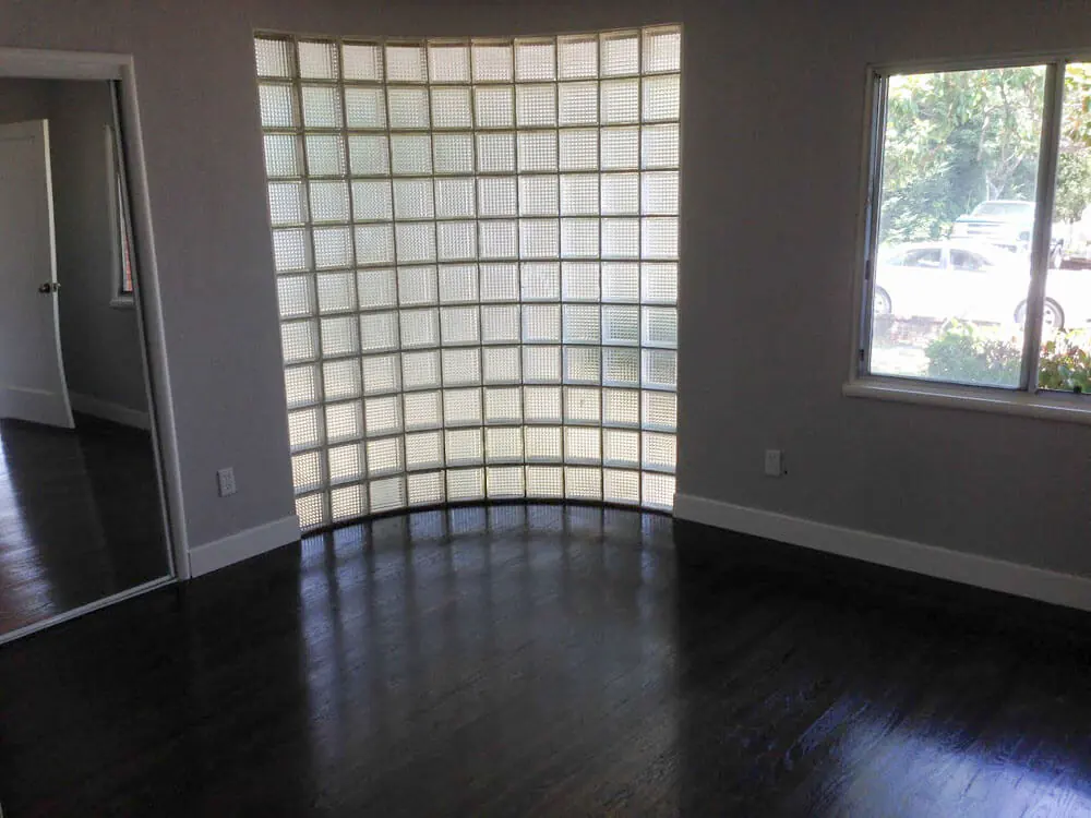curved glass block window wall