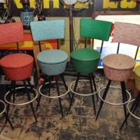 colorful vintage bar stools