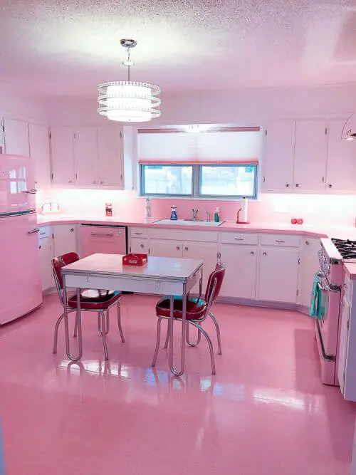 vintage pink kitchen renovation