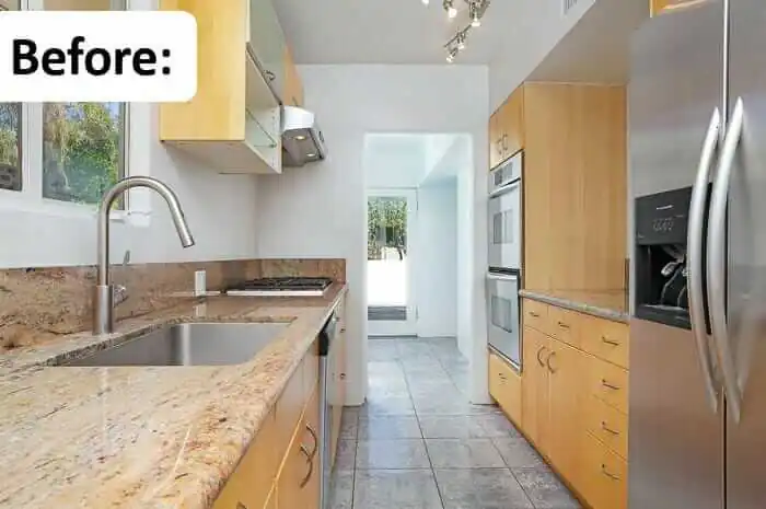 mid century kitchen before