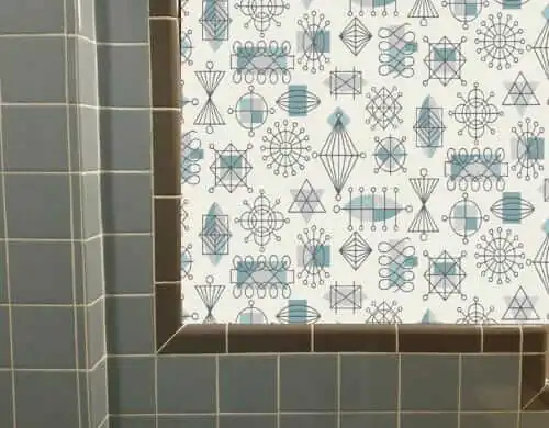 bradbury wallpaper bradbury atomic doodle wallpaper in a bathroom