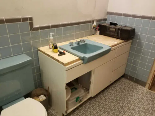 1950s bathroom blue tile bathroom