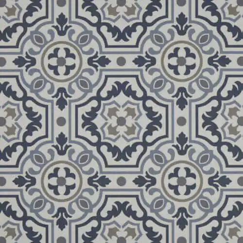 blue pattern vinyl floor