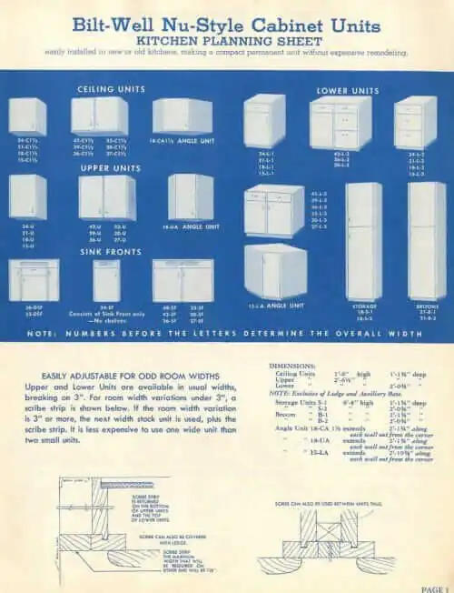 bilt-wel nu-style cabinet units planning sheet