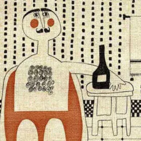 vintage wallpaper illustration with mustache man and wine