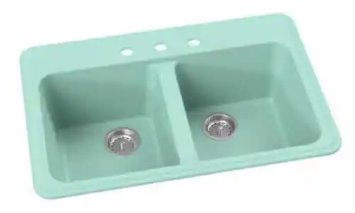 colored kitchen sink in a jadeite or mint green from whyte and company