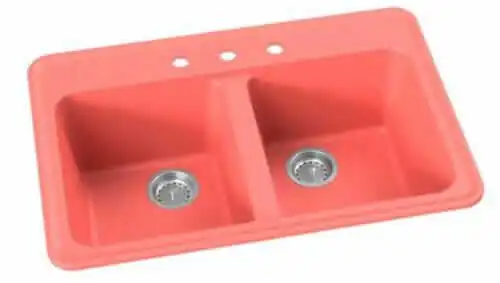 colored kitchen sink in pantone color of the year coral