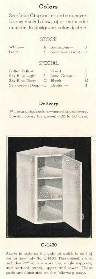 Briggs steel kitchen cabinet colors 1938