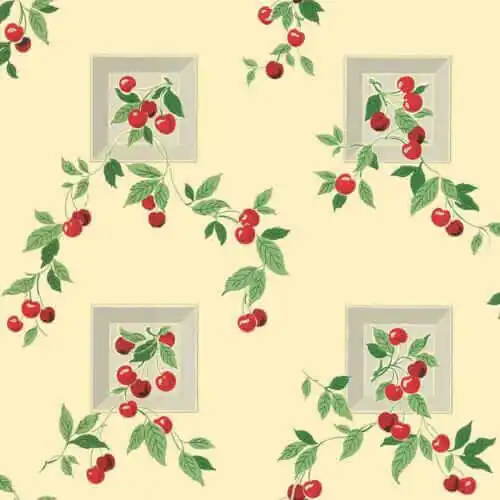 1940s cherry wallpaper vintage