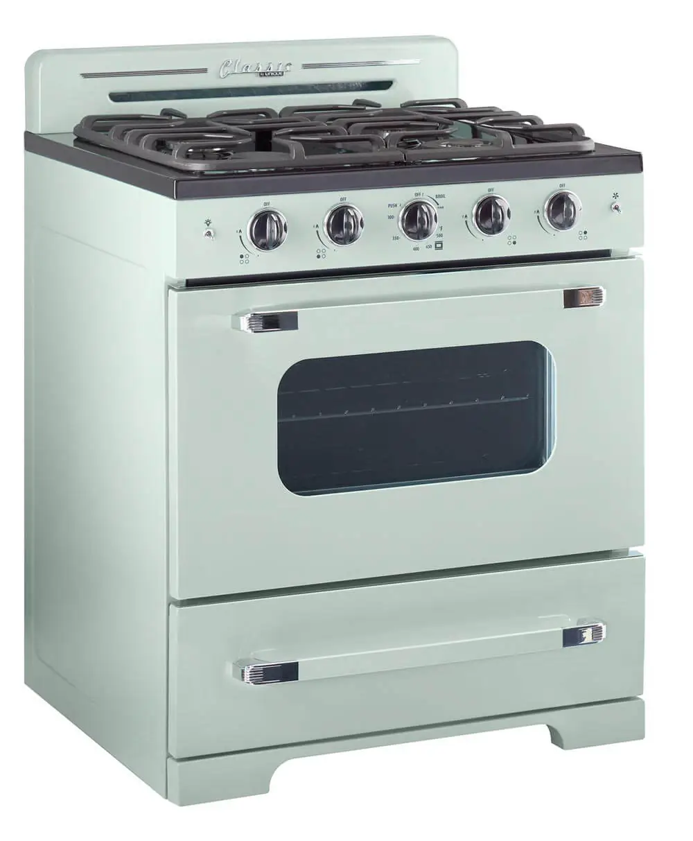 unique appliances retro 30" stove in mint green