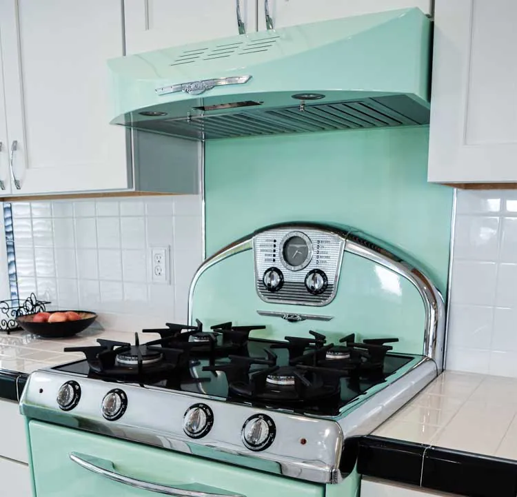 retro range hood with stove from northster