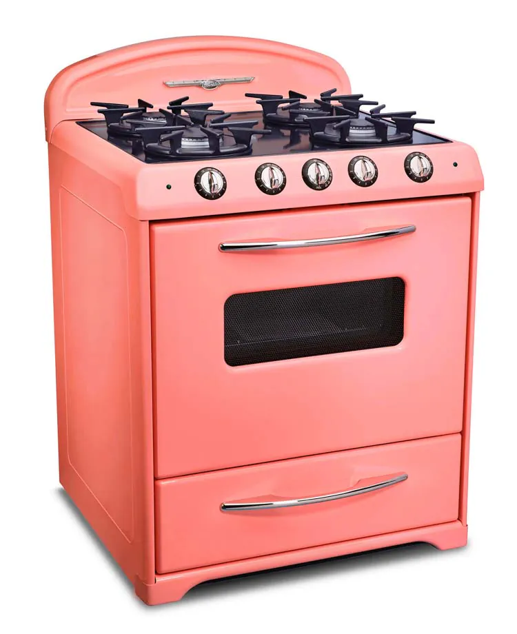 Midcentury modern oven range in pink from Northstar