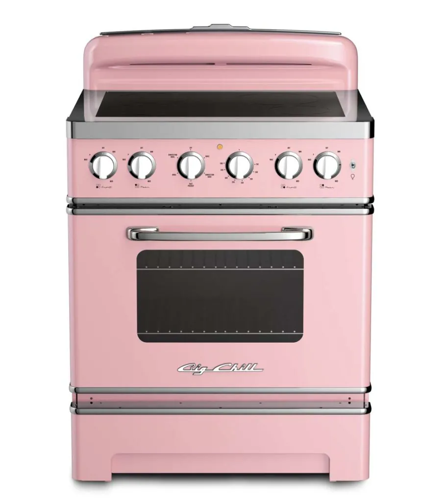 pink range with induction cook top