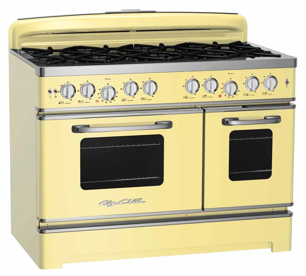 yellow retro kitchen stove from Big Chill in new 48 inch size