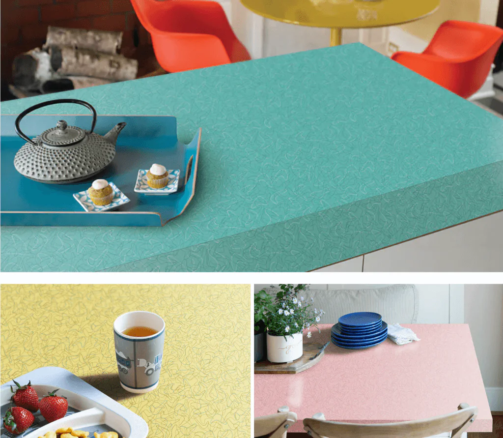 Formica boomerang laminate in 3 limited edition colors